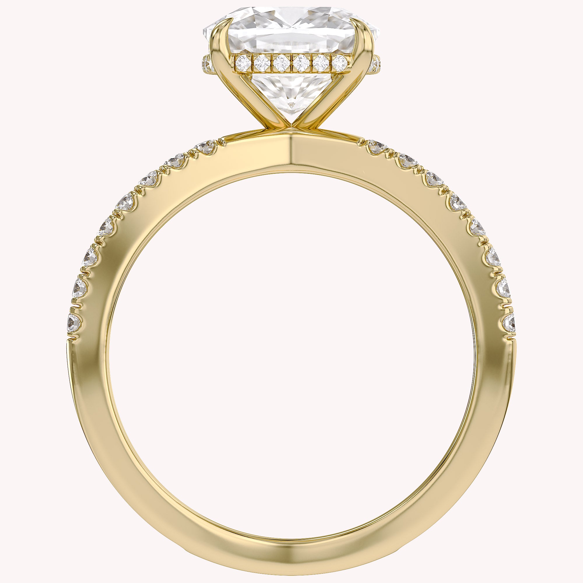 Chrysanthemum Cushion Cut Criss Cross Lab Grown Diamond Engagement Ring