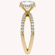 Chrysanthemum Cushion Cut Criss Cross Lab Grown Diamond Engagement Ring