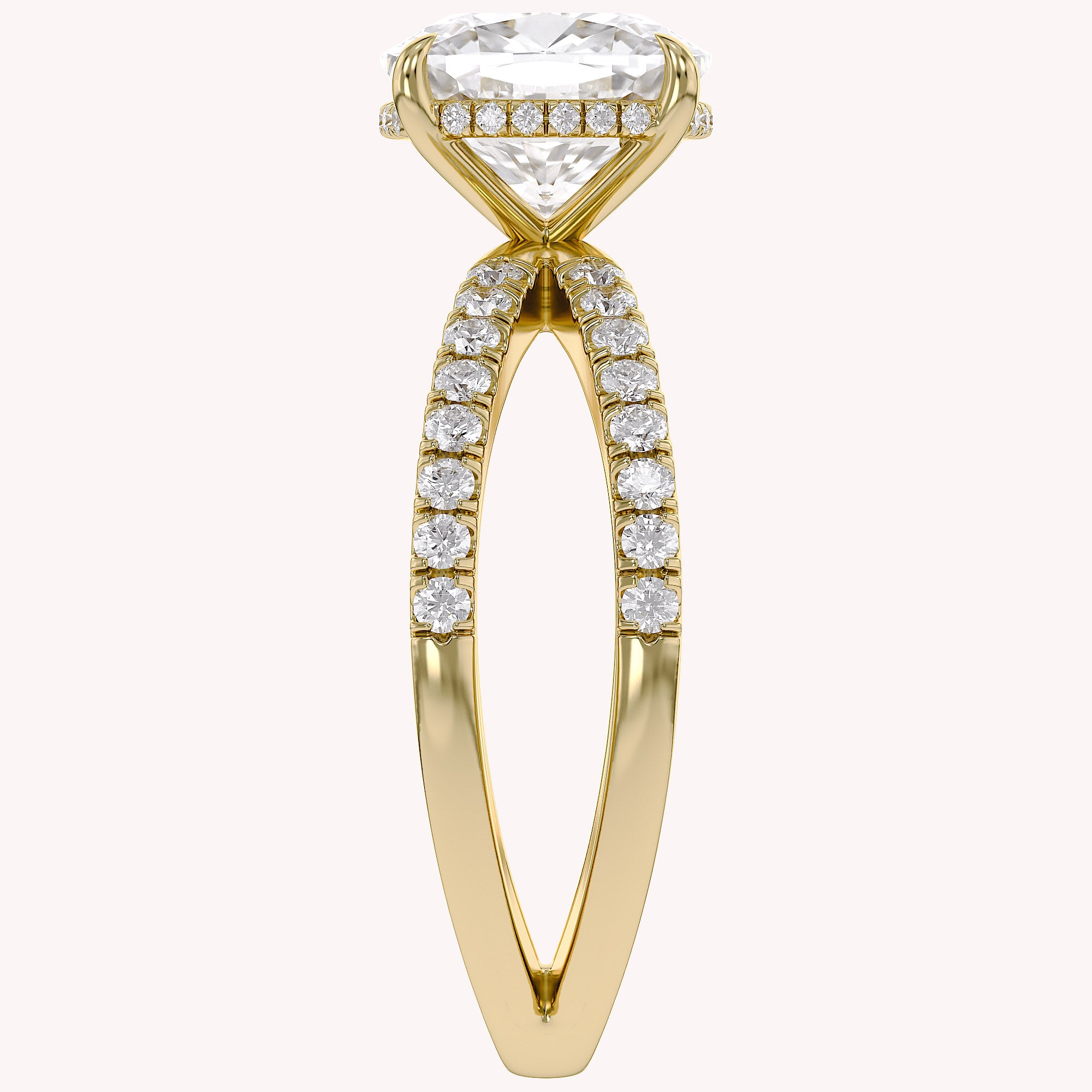 Chrysanthemum Cushion Cut Criss Cross Lab Grown Diamond Engagement Ring