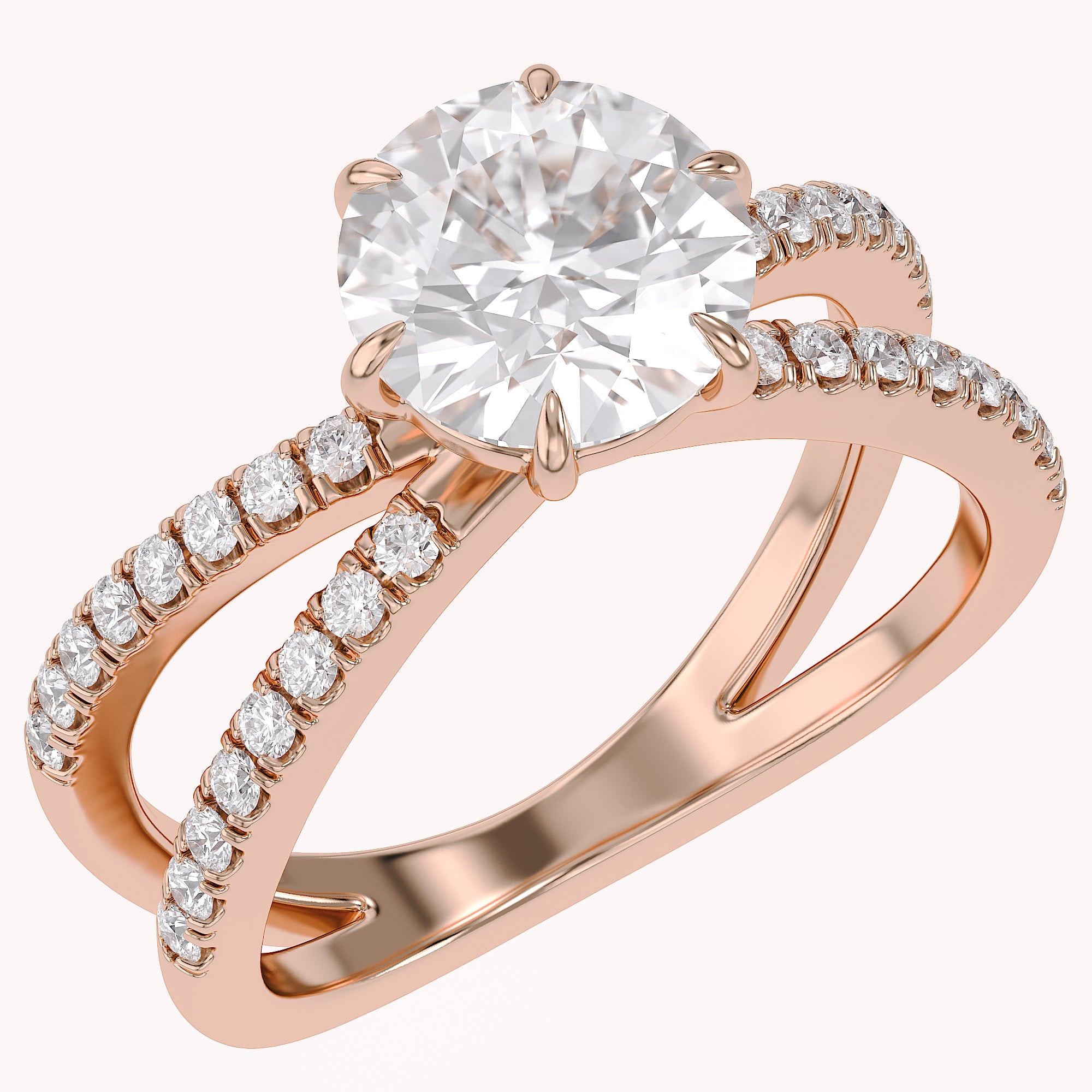 Halle Round Cut Split Shank Lab Grown Diamond Engagement Ring