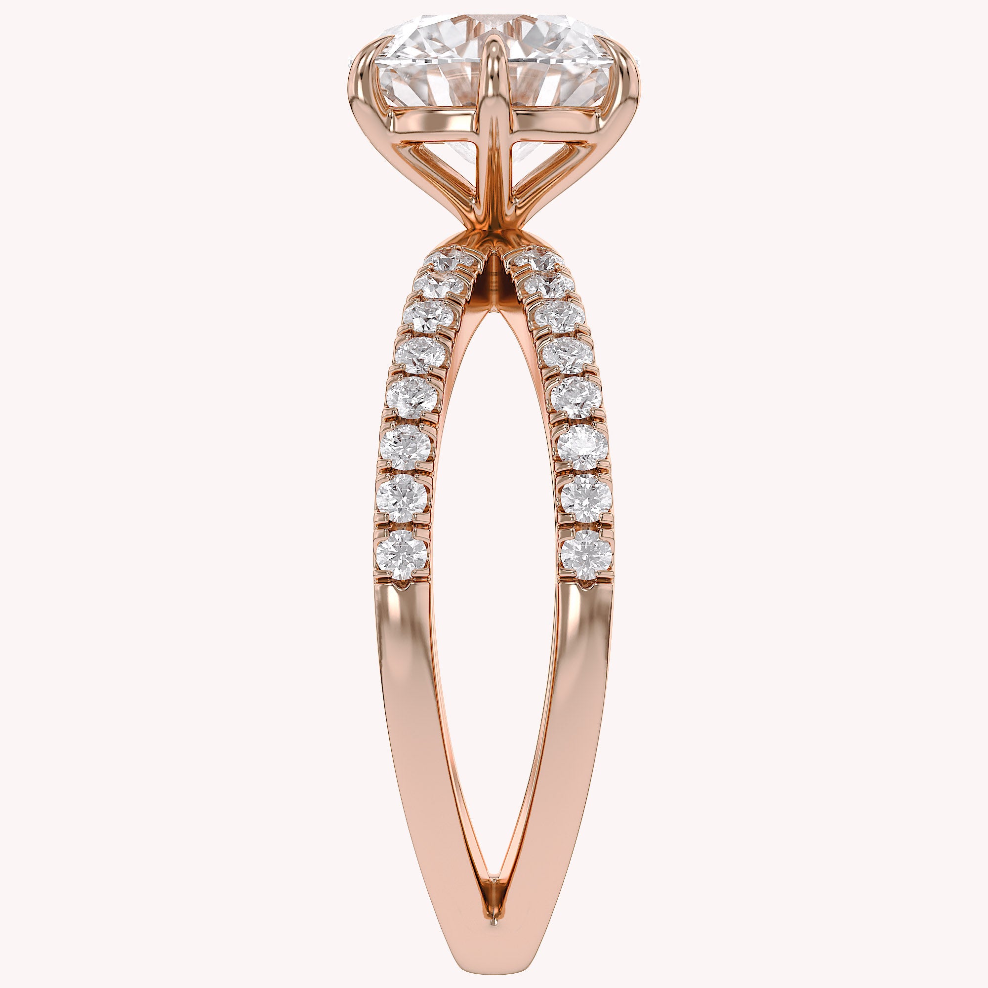 Halle Round Cut Split Shank Lab Grown Diamond Engagement Ring