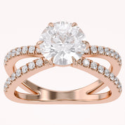 Halle Round Cut Split Shank Lab Grown Diamond Engagement Ring