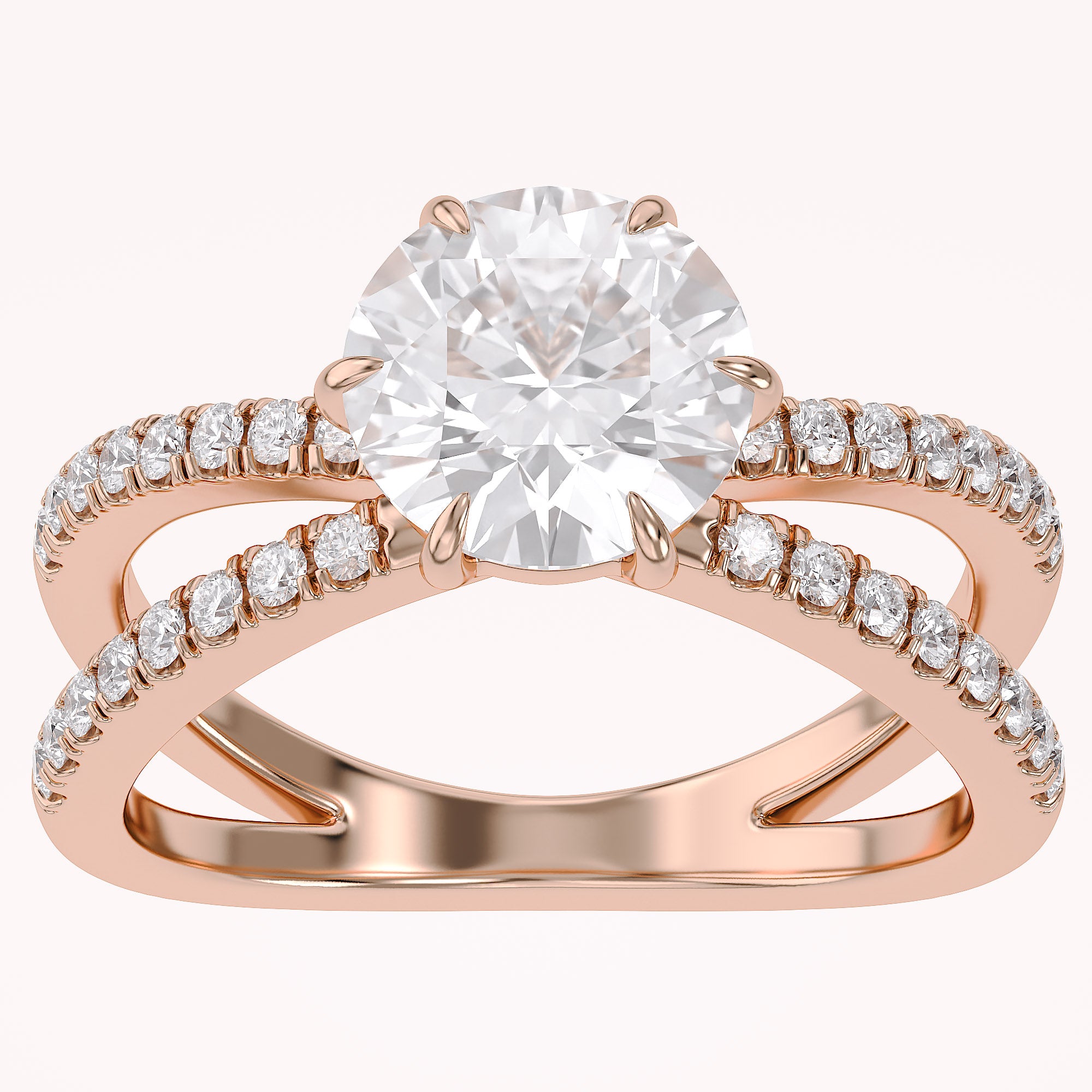 Halle Round Cut Split Shank Lab Grown Diamond Engagement Ring