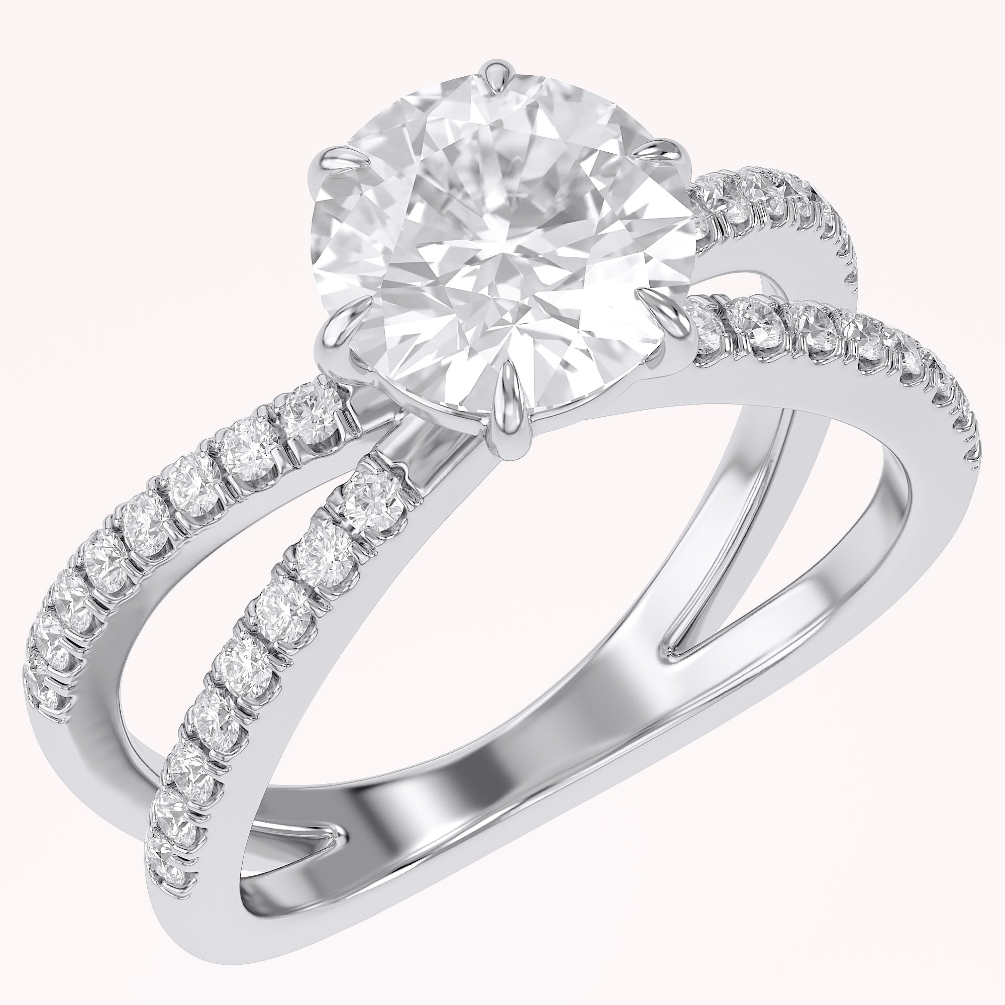 Halle Round Cut Split Shank Lab Grown Diamond Engagement Ring
