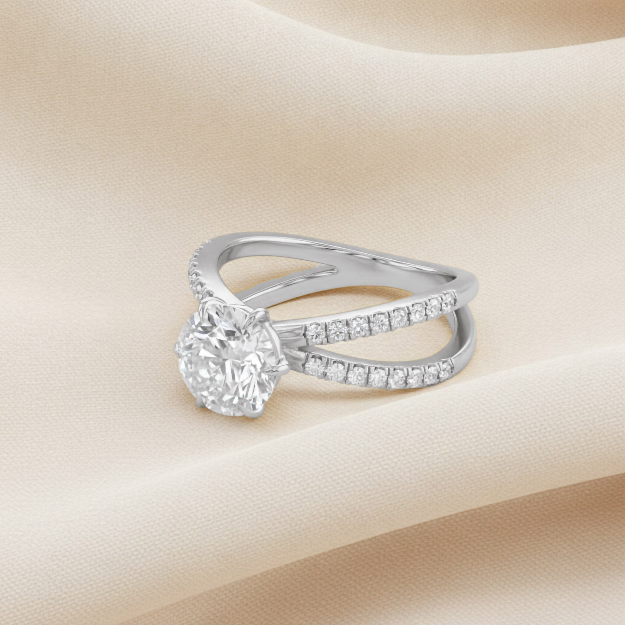 Halle Round Cut Split Shank Lab Grown Diamond Engagement Ring