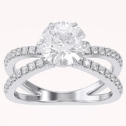 Halle Round Cut Split Shank Lab Grown Diamond Engagement Ring