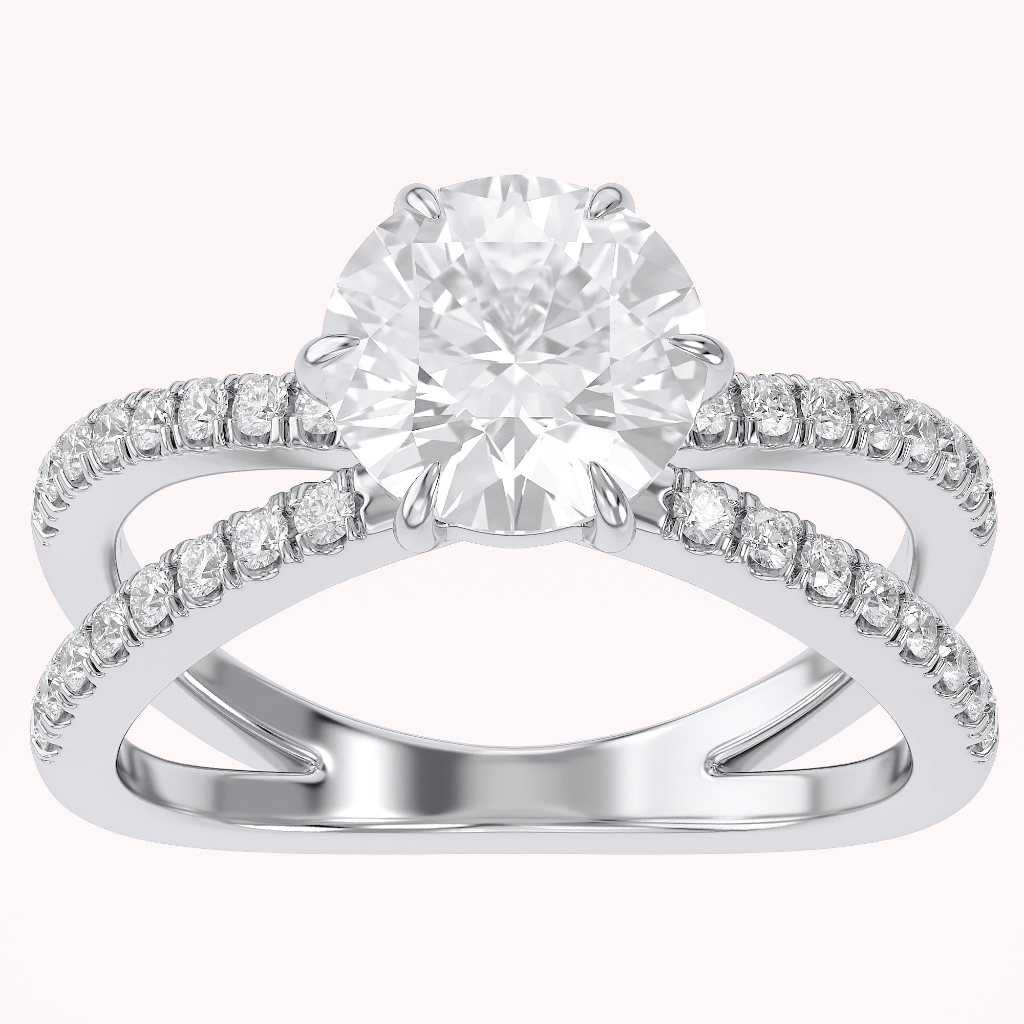 Halle Round Cut Split Shank Lab Grown Diamond Engagement Ring