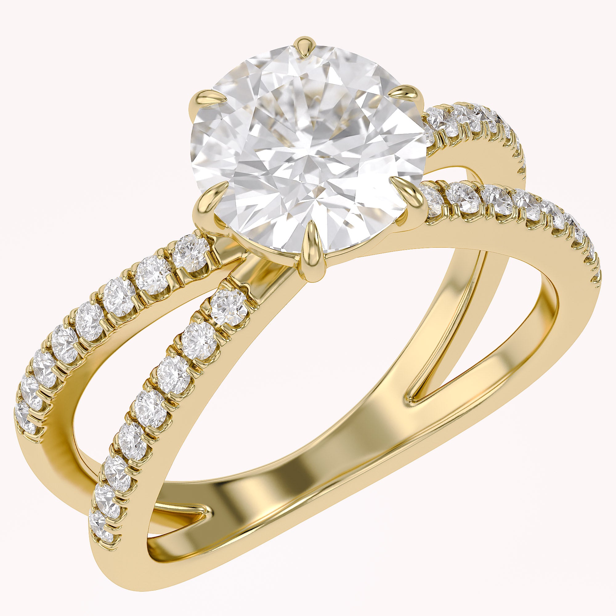 Halle Round Cut Split Shank Lab Grown Diamond Engagement Ring