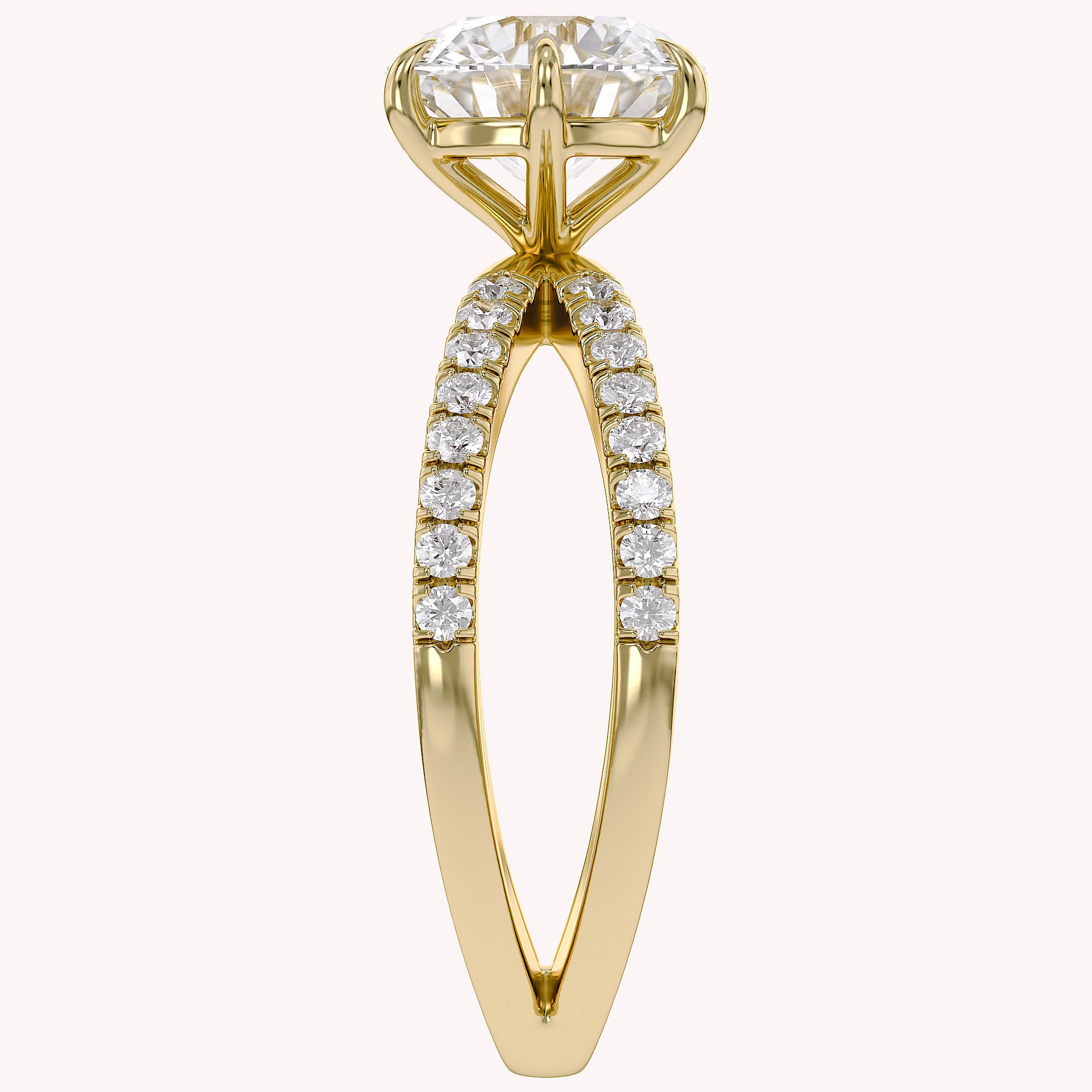 Halle Round Cut Split Shank Lab Grown Diamond Engagement Ring