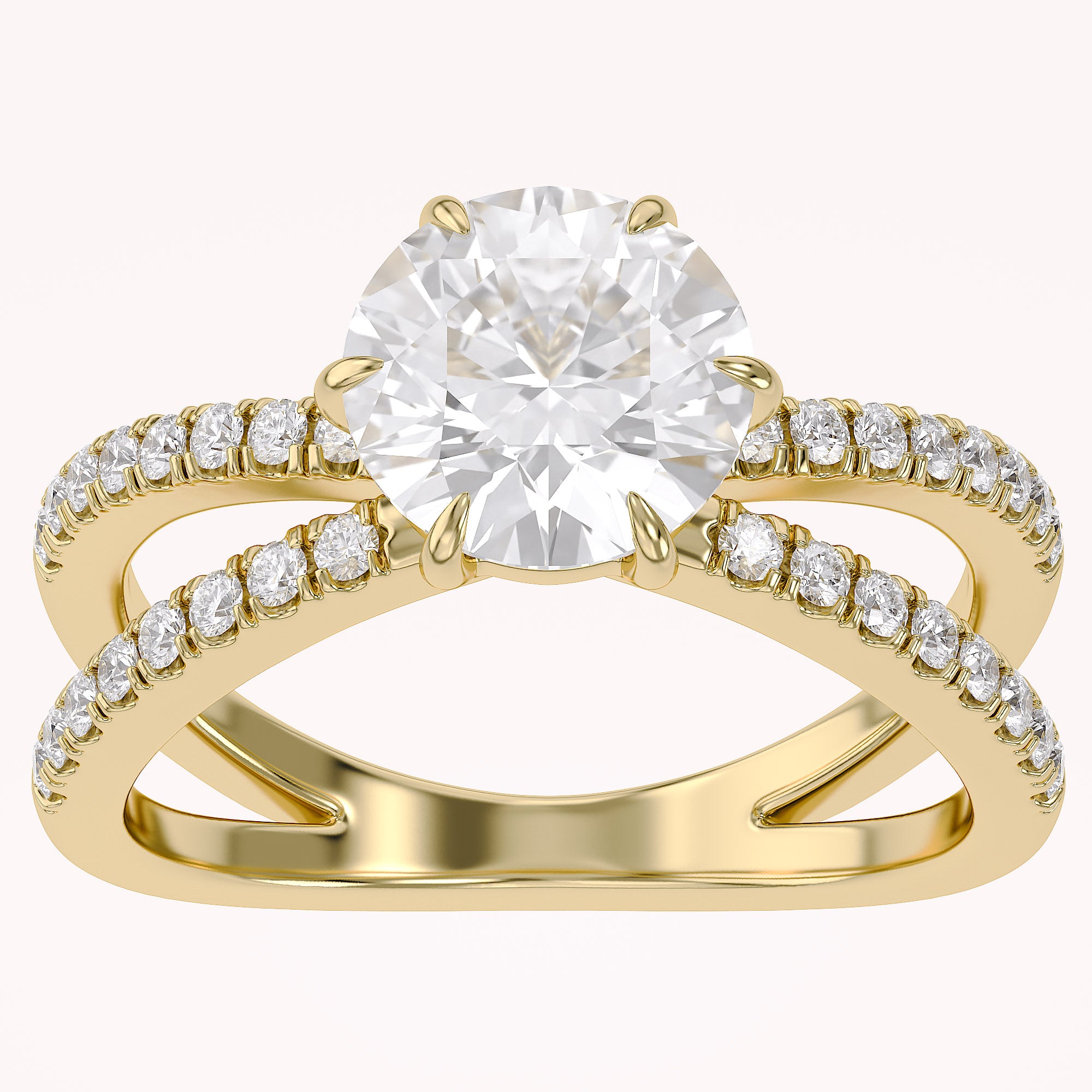 Halle Round Cut Split Shank Lab Grown Diamond Engagement Ring
