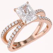 Radiant Solitaire Criss Cross Lab Grown Diamond Engagement Ring