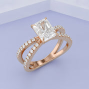 Radiant Solitaire Criss Cross Lab Grown Diamond Engagement Ring