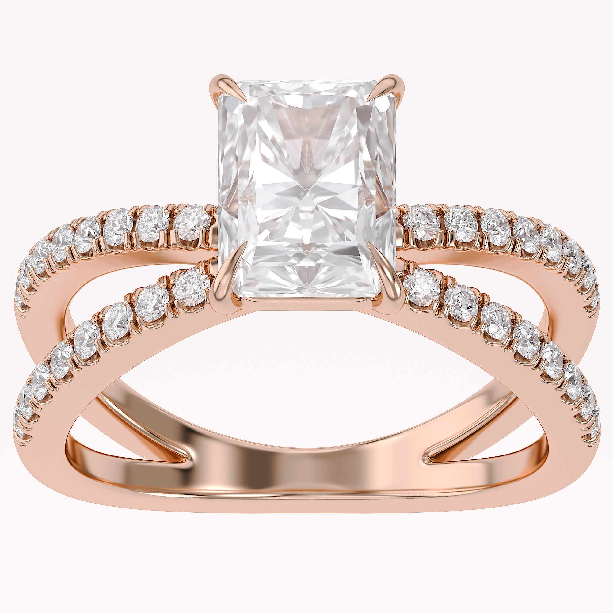 Radiant Solitaire Criss Cross Lab Grown Diamond Engagement Ring