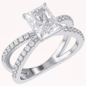 Radiant Solitaire Criss Cross Lab Grown Diamond Engagement Ring