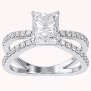 Radiant Solitaire Criss Cross Lab Grown Diamond Engagement Ring