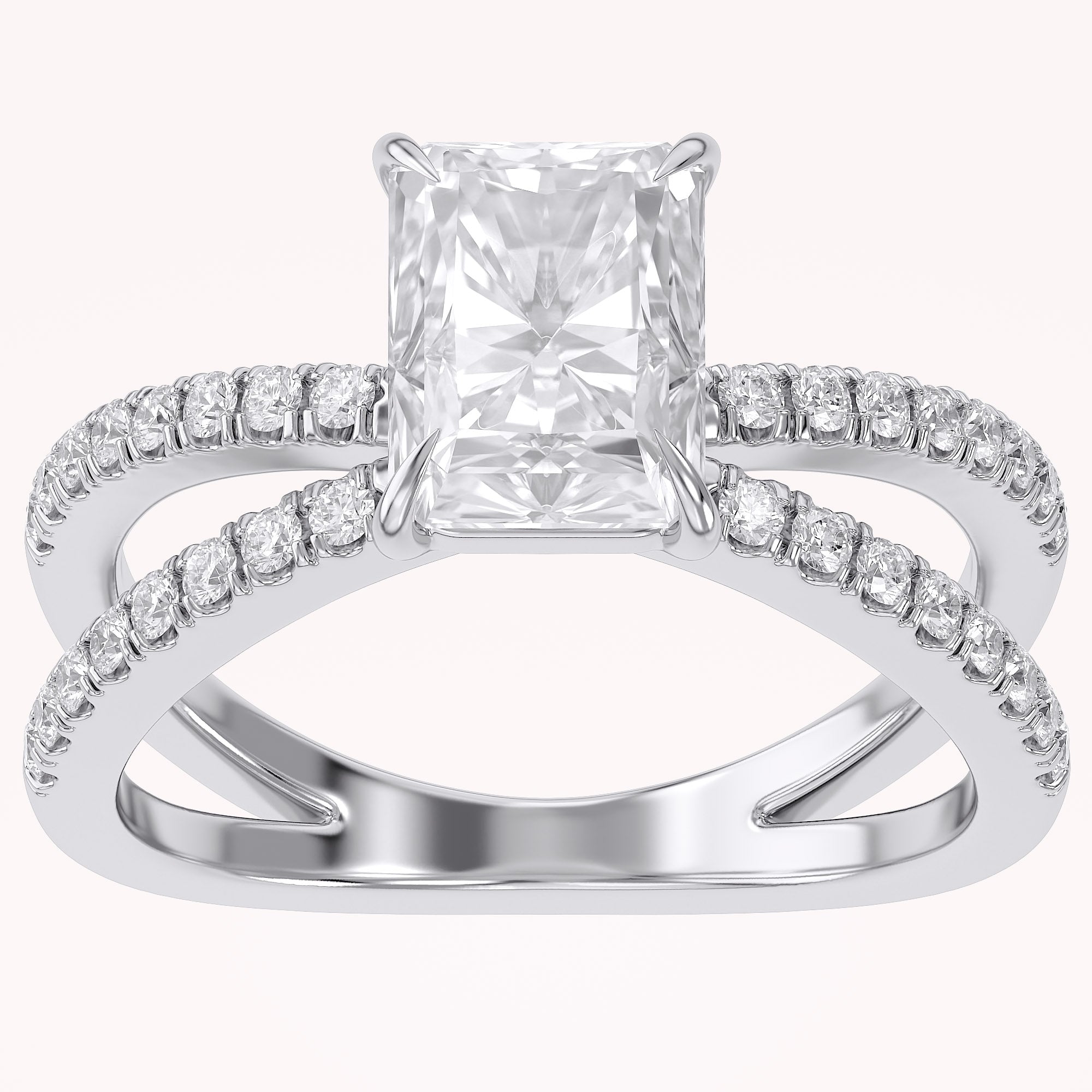 Radiant Solitaire Criss Cross Lab Grown Diamond Engagement Ring