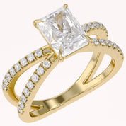 Radiant Solitaire Criss Cross Lab Grown Diamond Engagement Ring