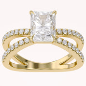 Radiant Solitaire Criss Cross Lab Grown Diamond Engagement Ring