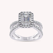 Hanna Emerald Cut Split Shank Halo Lab Grown Diamond Engagement Ring