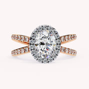 Marine Oval Cut Split Shank Halo Lab Grown Diamond Engagement Ring