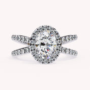 Marine Oval Cut Split Shank Halo Lab Grown Diamond Engagement Ring