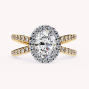 Marine Oval Cut Split Shank Halo Lab Grown Diamond Engagement Ring