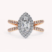 Palmer Marquise Cut Split Shank Halo Lab Grown Diamond Engagement Ring