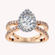 Delaney Pear Cut Split Shank Halo Lab Grown Diamond Engagement Ring