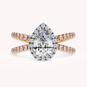 Delaney Pear Cut Split Shank Halo Lab Grown Diamond Engagement Ring