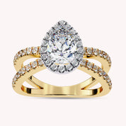 Delaney Pear Cut Split Shank Halo Lab Grown Diamond Engagement Ring