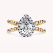 Delaney Pear Cut Split Shank Halo Lab Grown Diamond Engagement Ring