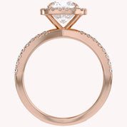 Cushion Halo Solitaire Criss Cross Lab Grown Diamond Engagement Ring