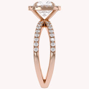 Cushion Halo Solitaire Criss Cross Lab Grown Diamond Engagement Ring