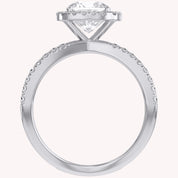 Cushion Halo Solitaire Criss Cross Lab Grown Diamond Engagement Ring