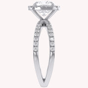 Cushion Halo Solitaire Criss Cross Lab Grown Diamond Engagement Ring