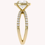 Cushion Halo Solitaire Criss Cross Lab Grown Diamond Engagement Ring