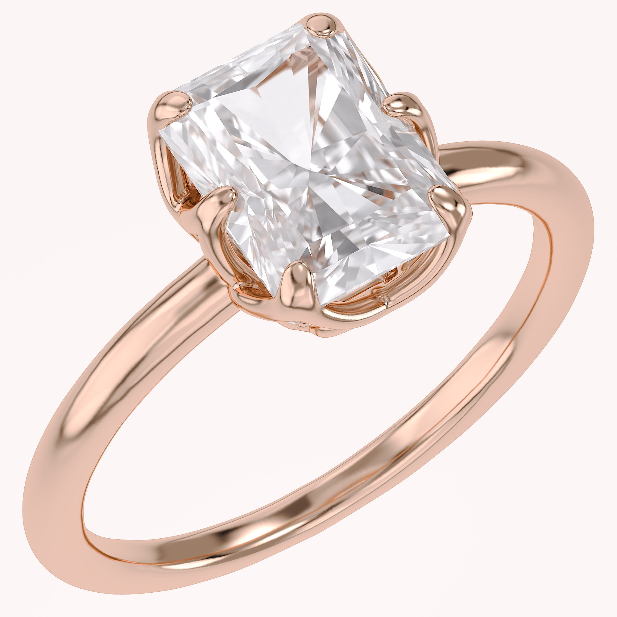 6 Prong Radiant Solitaire Lab Grown Diamond Engagement Ring