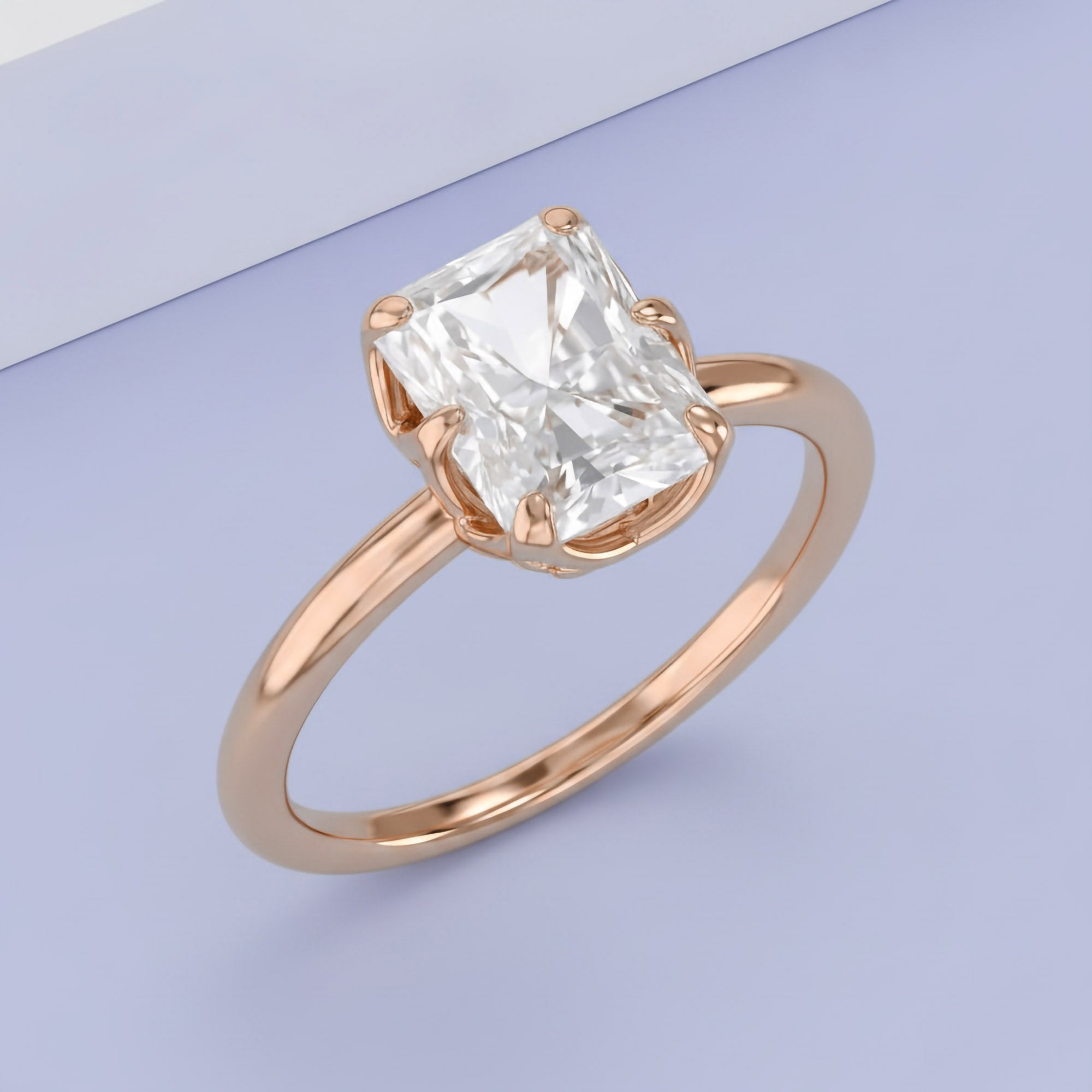 6 Prong Radiant Solitaire Lab Grown Diamond Engagement Ring