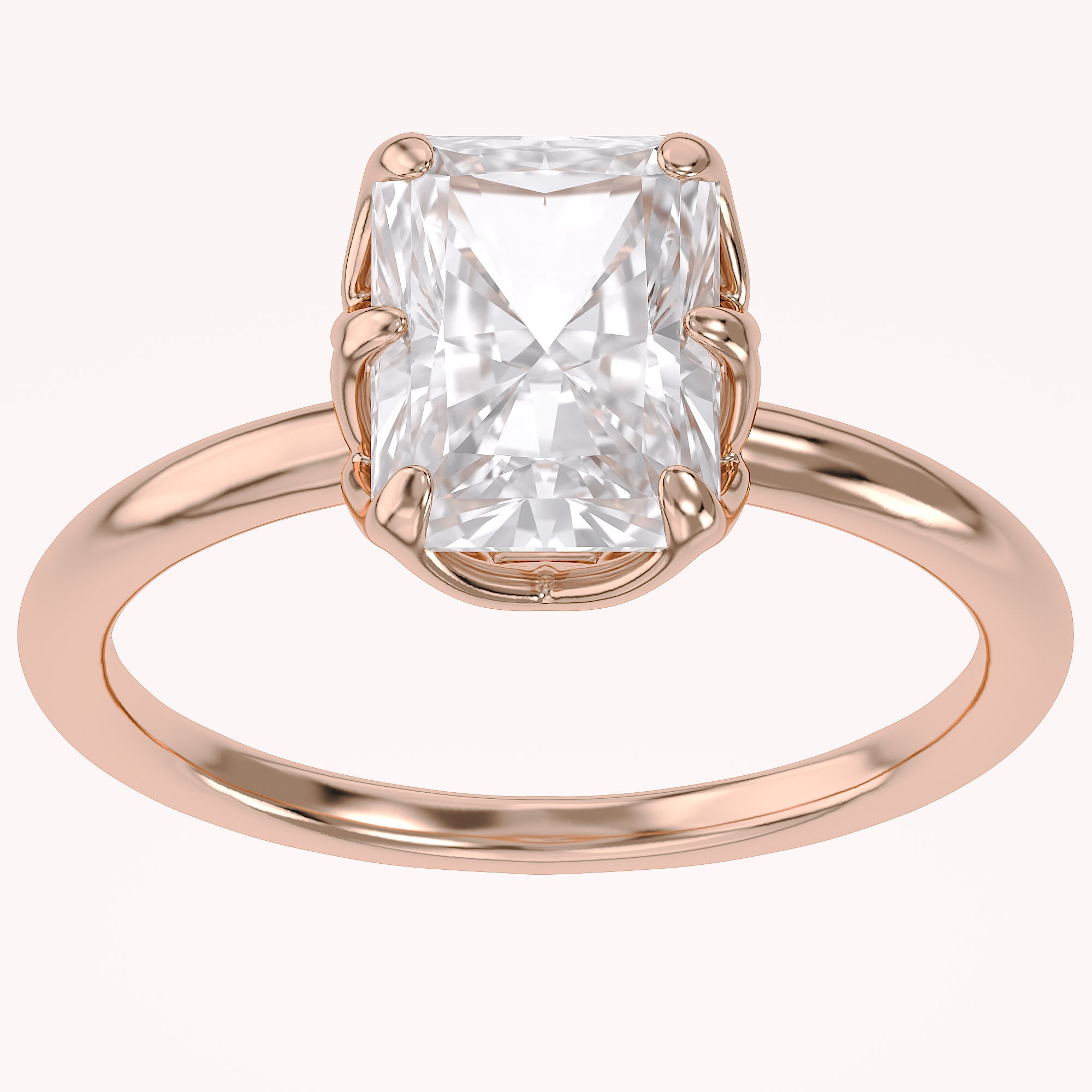 6 Prong Radiant Solitaire Lab Grown Diamond Engagement Ring