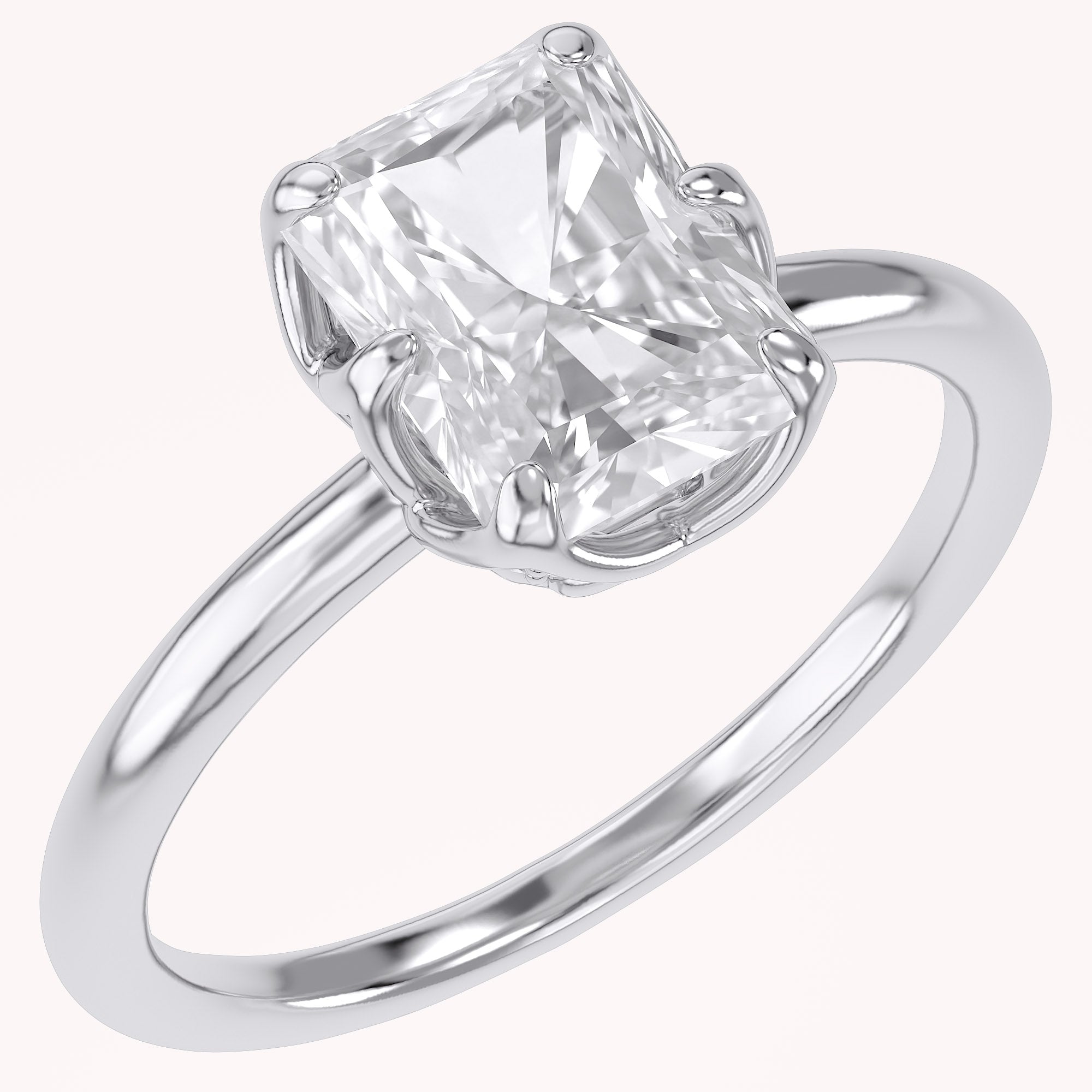 6 Prong Radiant Solitaire Lab Grown Diamond Engagement Ring