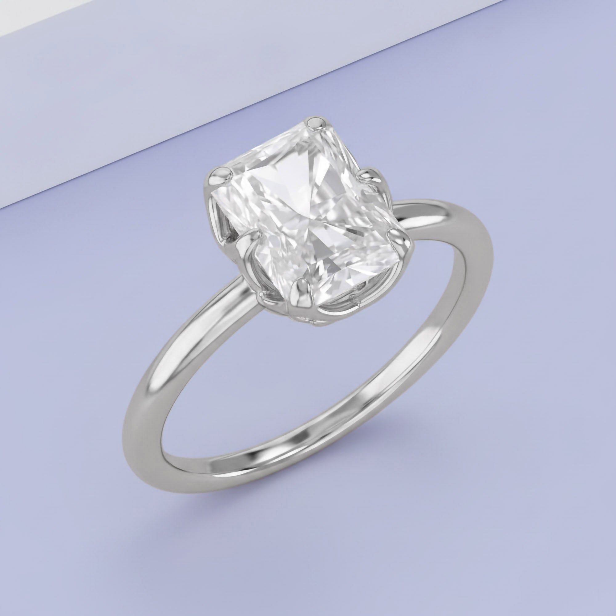6 Prong Radiant Solitaire Lab Grown Diamond Engagement Ring