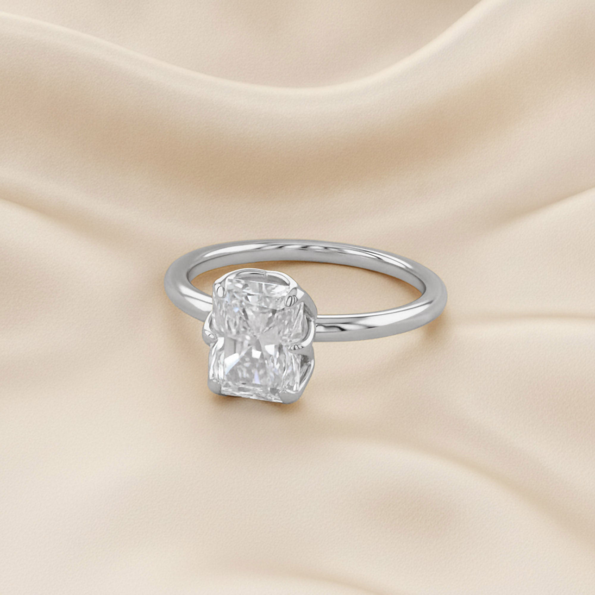 6 Prong Radiant Solitaire Lab Grown Diamond Engagement Ring