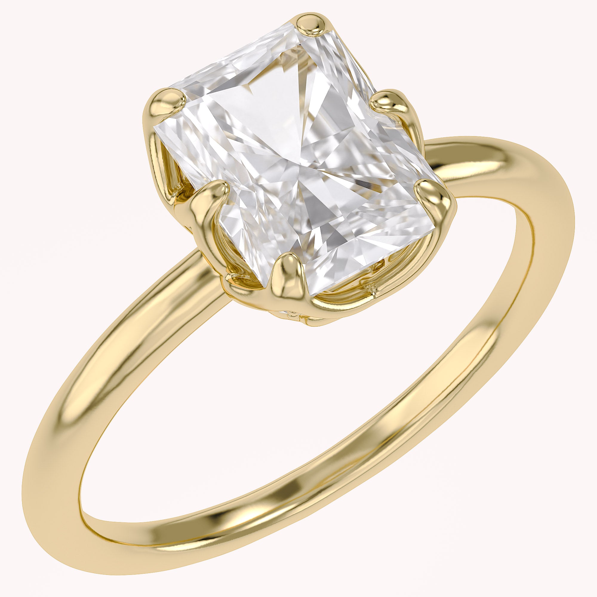 6 Prong Radiant Solitaire Lab Grown Diamond Engagement Ring