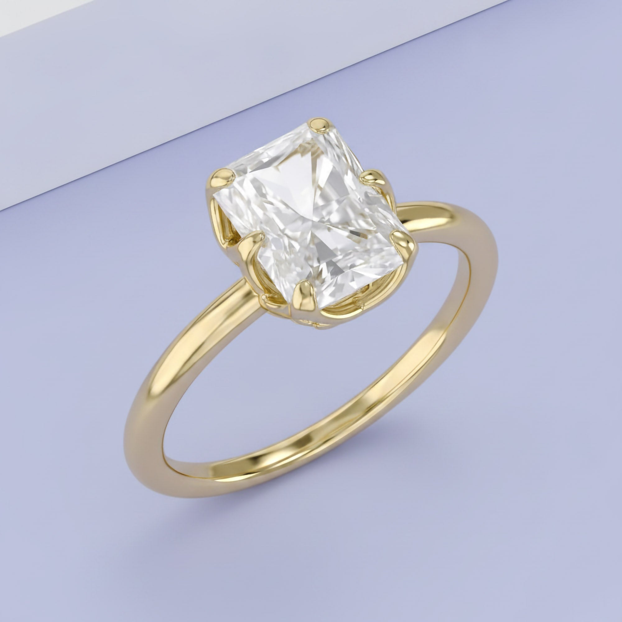 6 Prong Radiant Solitaire Lab Grown Diamond Engagement Ring