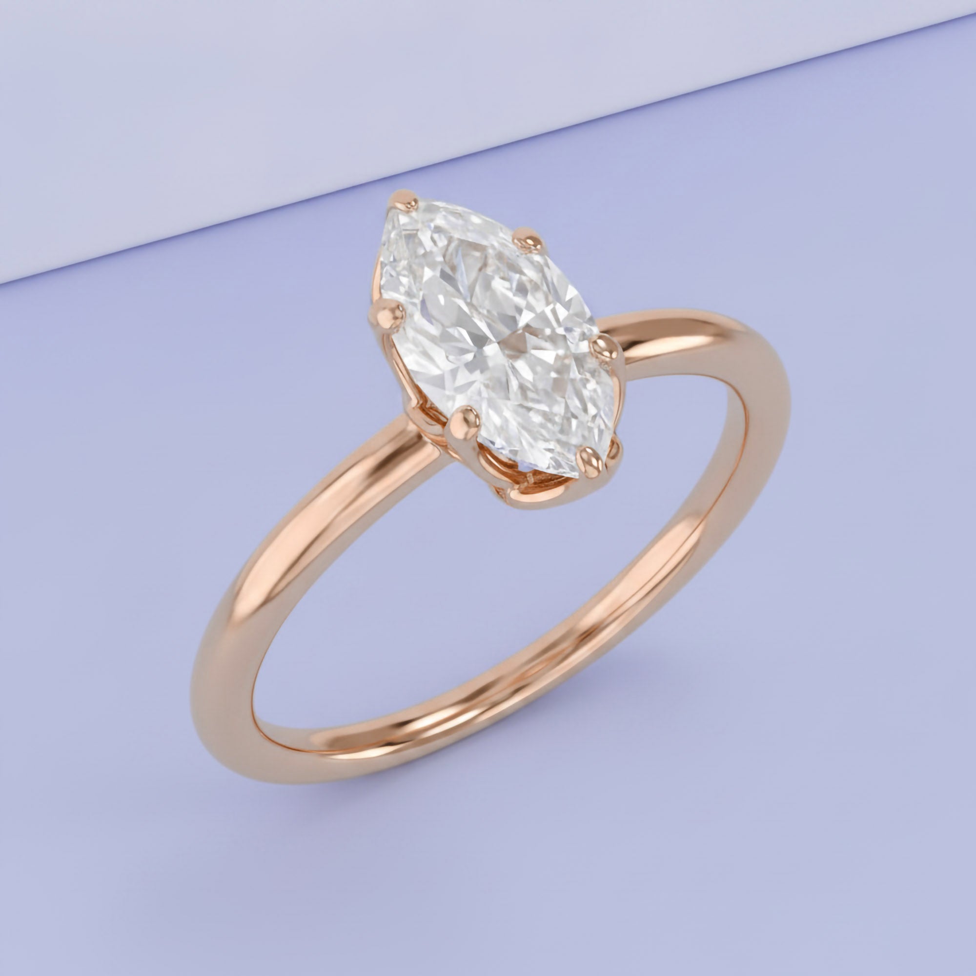 6 Prong Marquise Solitaire Lab Grown Diamond Engagement Ring