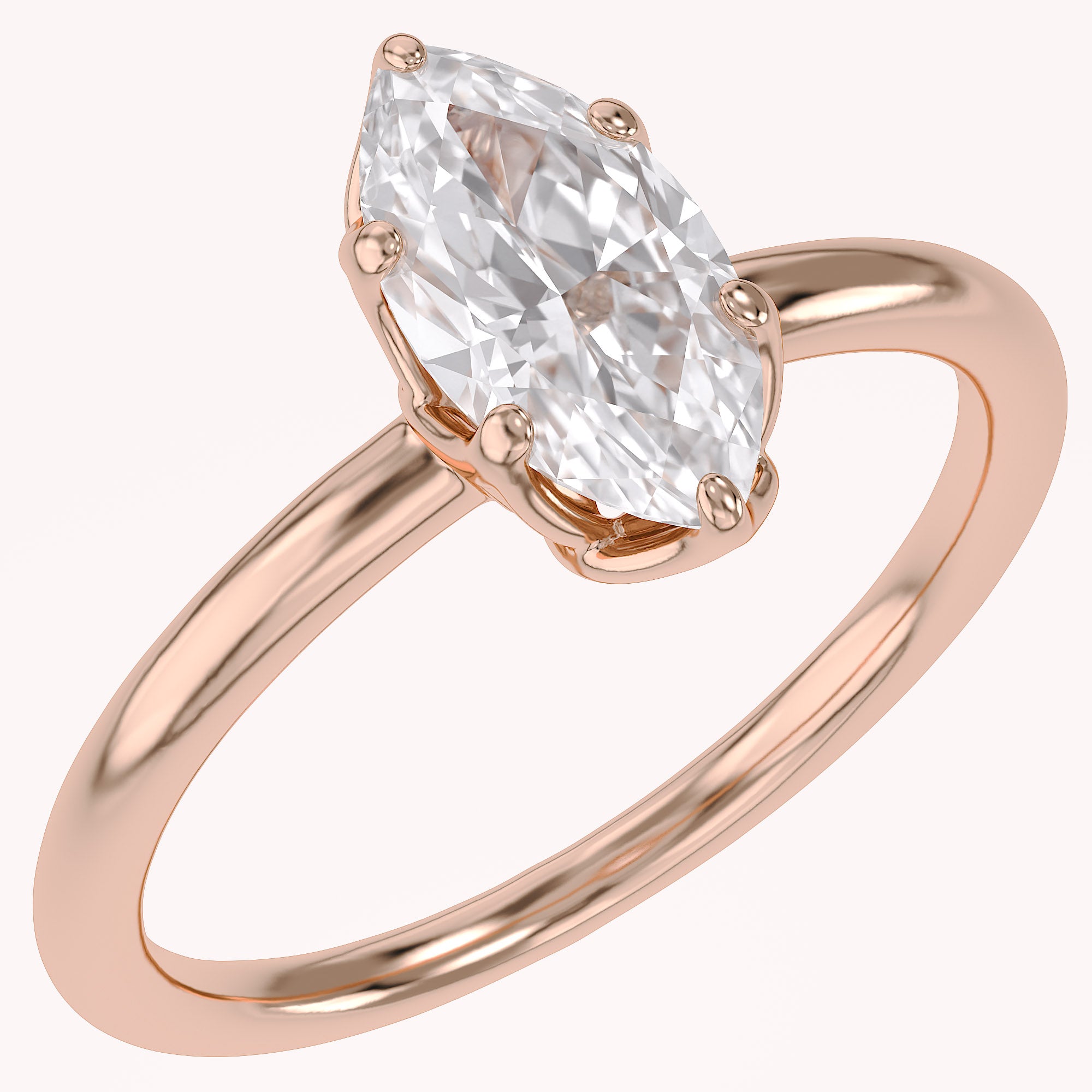 6 Prong Marquise Solitaire Lab Grown Diamond Engagement Ring