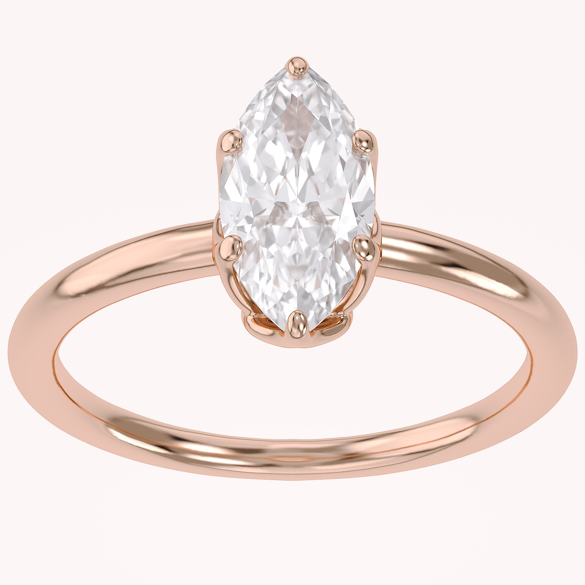 6 Prong Marquise Solitaire Lab Grown Diamond Engagement Ring