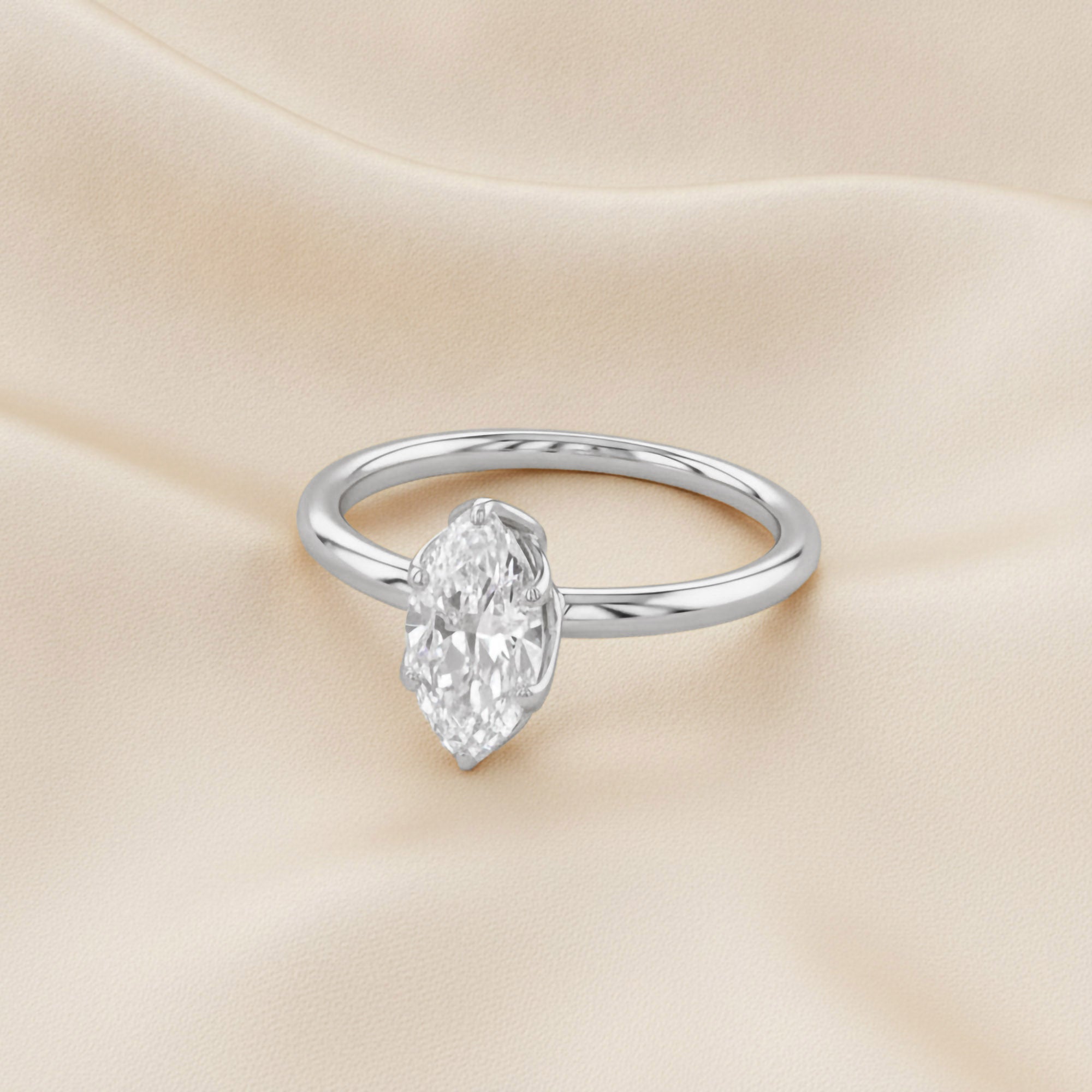 6 Prong Marquise Solitaire Lab Grown Diamond Engagement Ring
