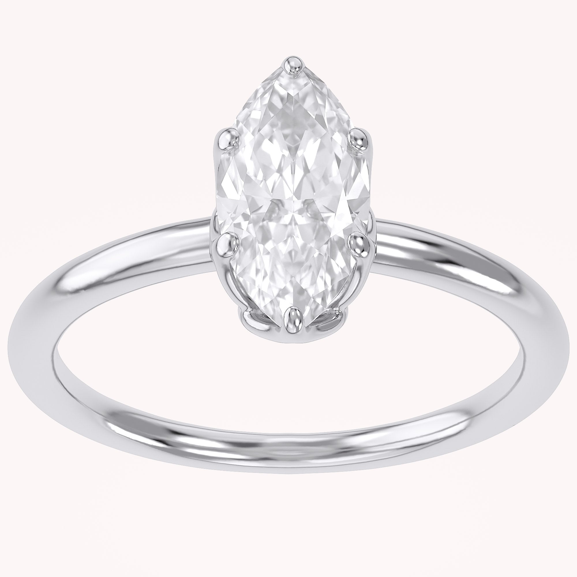 6 Prong Marquise Solitaire Lab Grown Diamond Engagement Ring