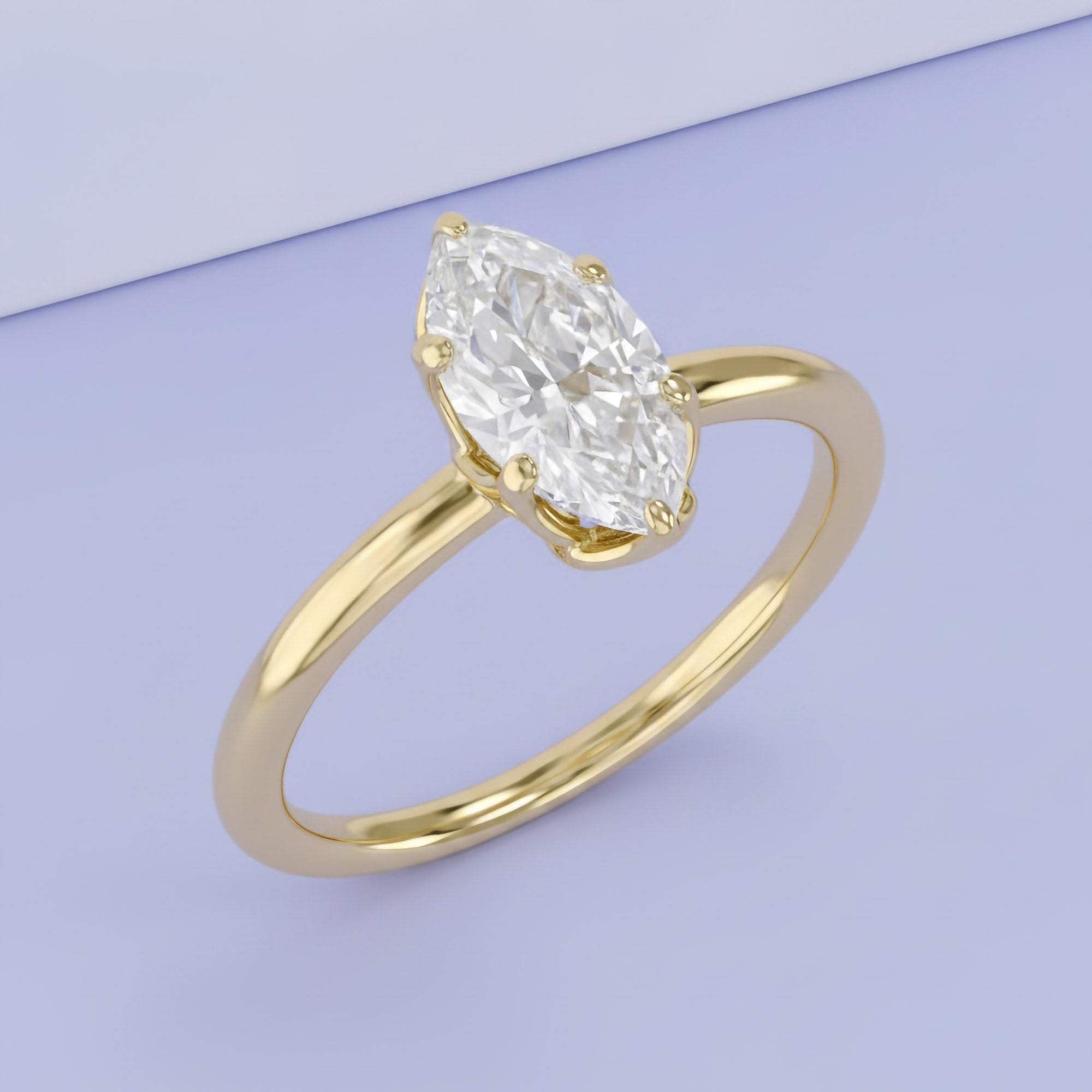 6 Prong Marquise Solitaire Lab Grown Diamond Engagement Ring